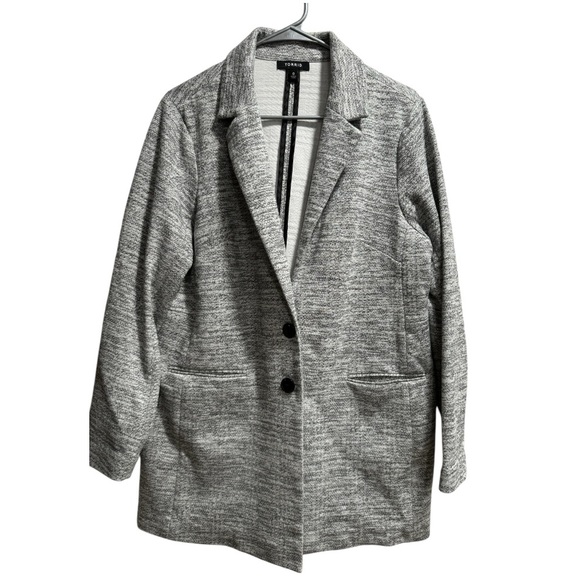Torrid Blazer, size 0, Textured Boyfriend Knit Jacket White Black - Picture 1 of 11